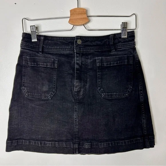 Madewell Stretch Denim A-line Mini Skirt in Black Frost - Picture 2 of 7